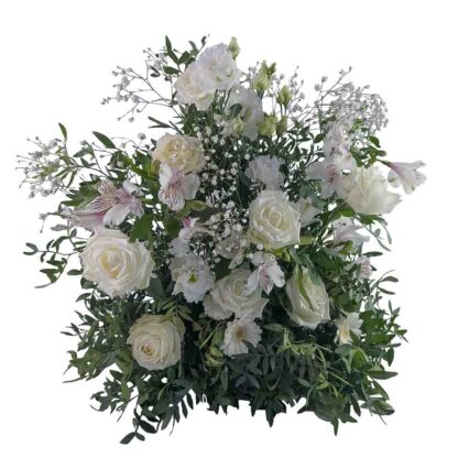 Begravningsdekoration med vita blommor